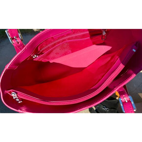 Tory Burch Pink Saffiano Leather Tote Bag Classic Shoulder Carry - Picture 4 of 13